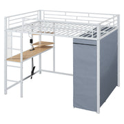 Loft Bed With Desk, Shelves, Power Outlet, LED Light And Wardrobe - R&R Furniture Gallery (Fountain Valley, CA)