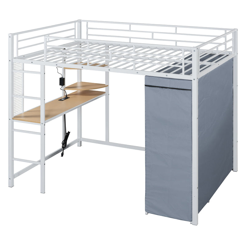 Loft Bed With Desk, Shelves, Power Outlet, LED Light And Wardrobe - R&R Furniture Gallery (Fountain Valley, CA)