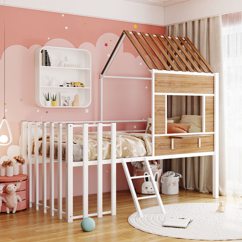 Loft Bed With Roof, Window, Guardrail, Ladder - R&R Furniture Gallery (Fountain Valley, CA)