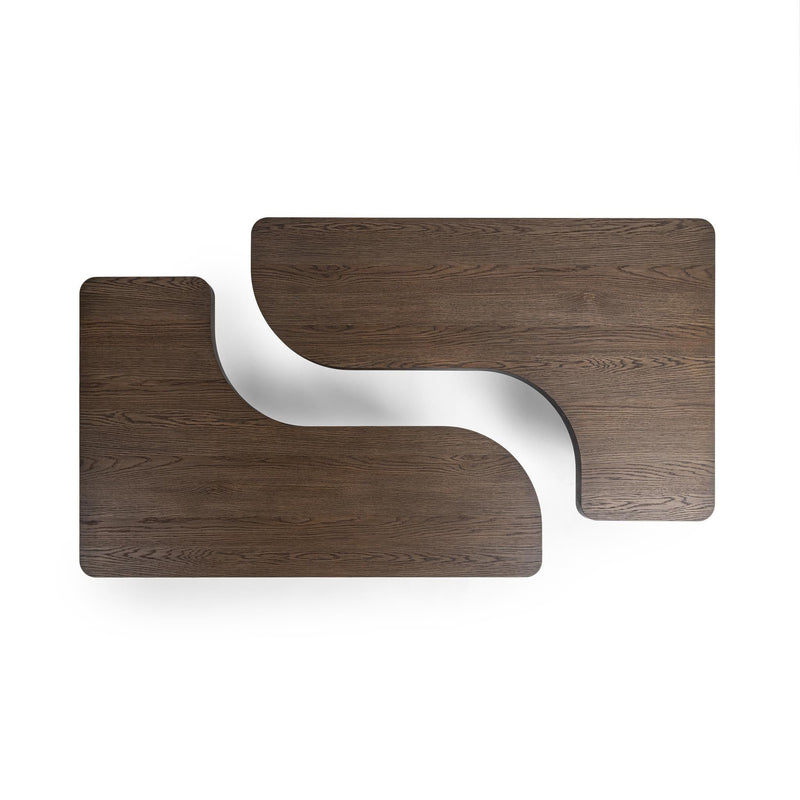 Classic Home Melina coffee table with a sleek wooden surface and modern design, perfect for living room decor.