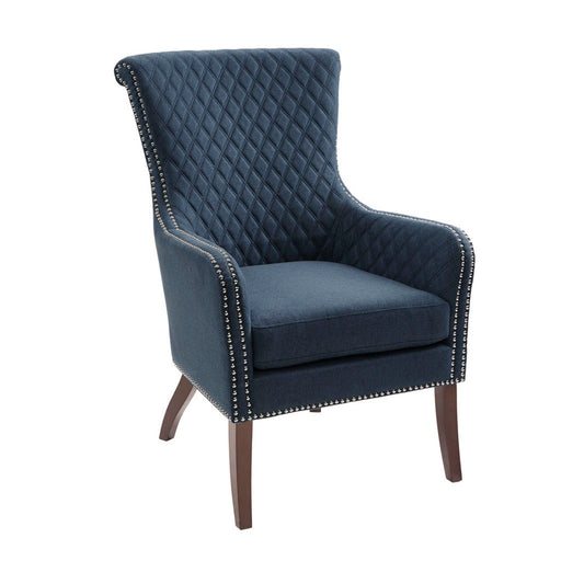 Accent Chair With Quilted Back And Silver Studs - Dark Blue - R&R Furniture Gallery (Fountain Valley, CA)