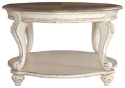 Realyn - Oval Cocktail Table - White / Brown - R&R Furniture Gallery (Fountain Valley, CA)