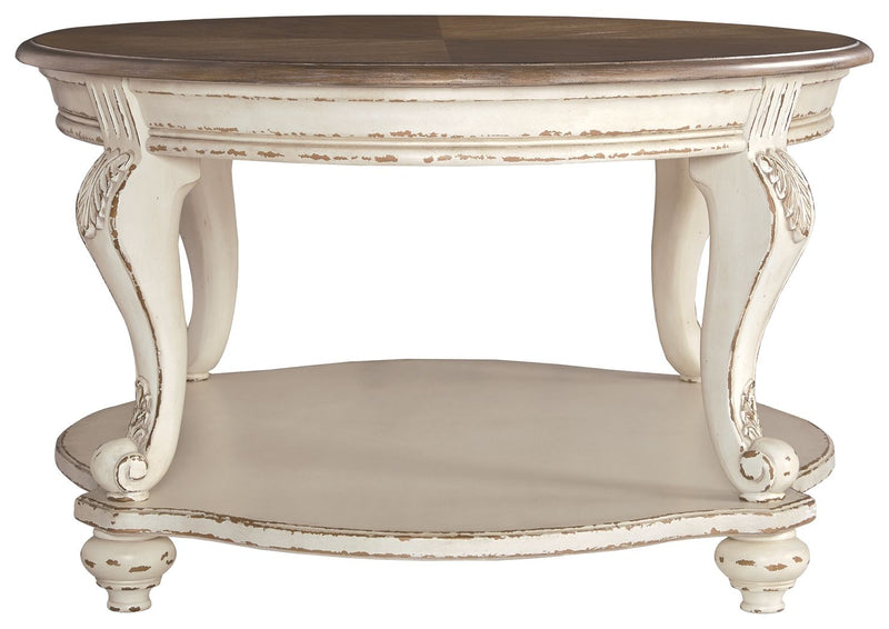 Realyn - Oval Cocktail Table - White / Brown - R&R Furniture Gallery (Fountain Valley, CA)