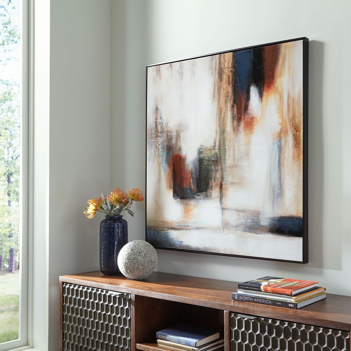Pigeonford - Wall Art - White / Teal / Gold - R&R Furniture Gallery (Fountain Valley, CA)