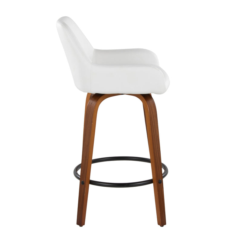 Set of 2 Lumi Source Daniella contemporary counter stools with swivel, round footrest, and sleek fixed height design.