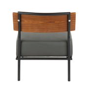 Lumi Source Fiji contemporary side chair with gray upholstered seat and walnut wood legs, modern design for dining or living spaces.