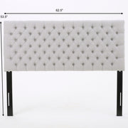 Queen Size Headboard With Button Tufting - Light Gray - R&R Furniture Gallery (Fountain Valley, CA)