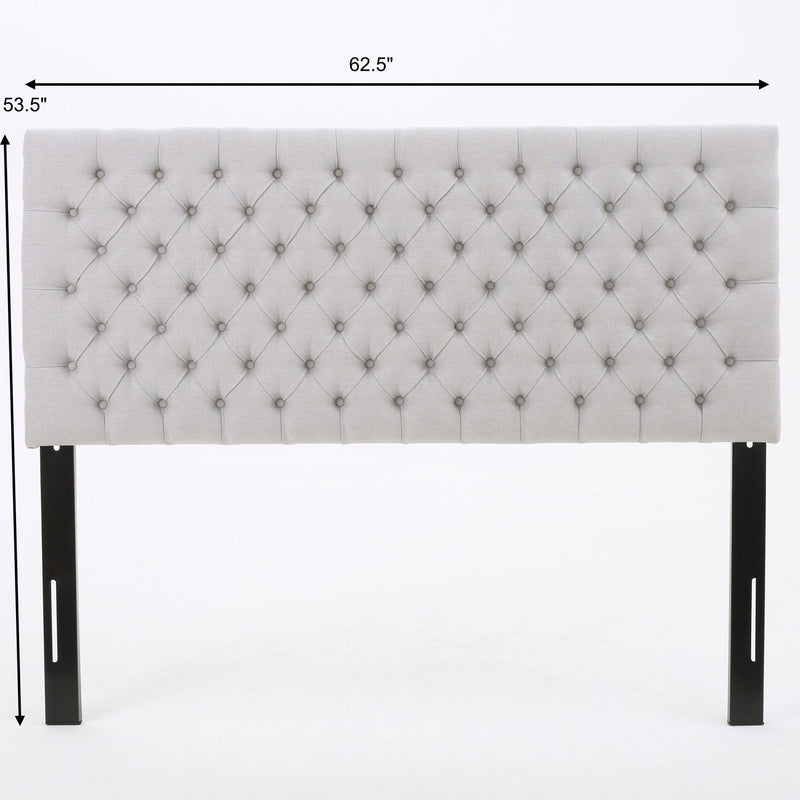 Queen Size Headboard With Button Tufting - Light Gray - R&R Furniture Gallery (Fountain Valley, CA)