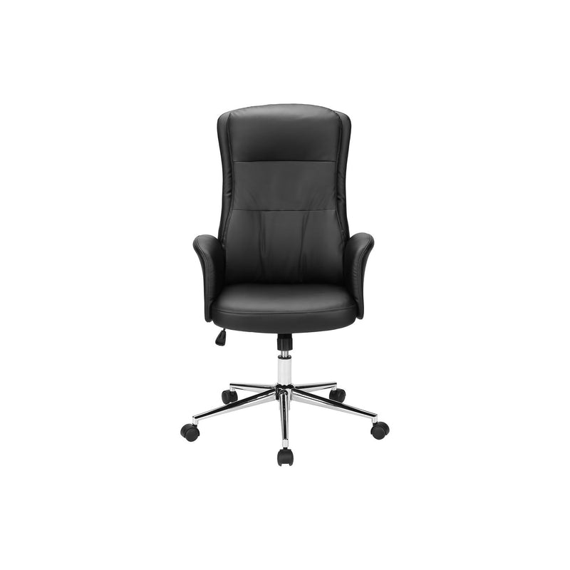 Black 8th Street ergonomic office swivel chair with adjustable height and supportive design, suitable for modern workspace comfort.
