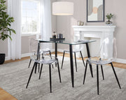Lumi Source Clara 5-piece mid-century modern dining set with wooden table and matching chairs in a contemporary dining room setting.