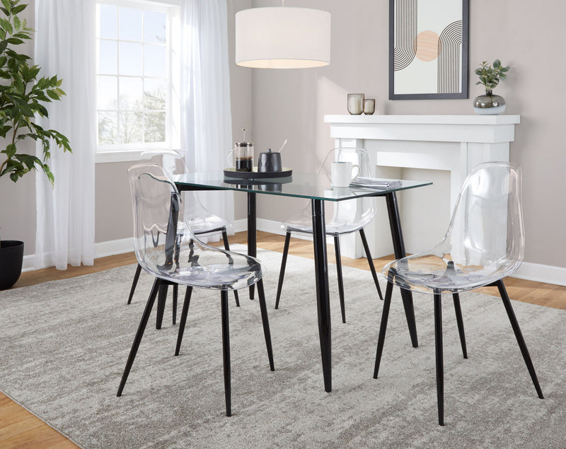 Lumi Source Clara 5-piece mid-century modern dining set with wooden table and matching chairs in a contemporary dining room setting.