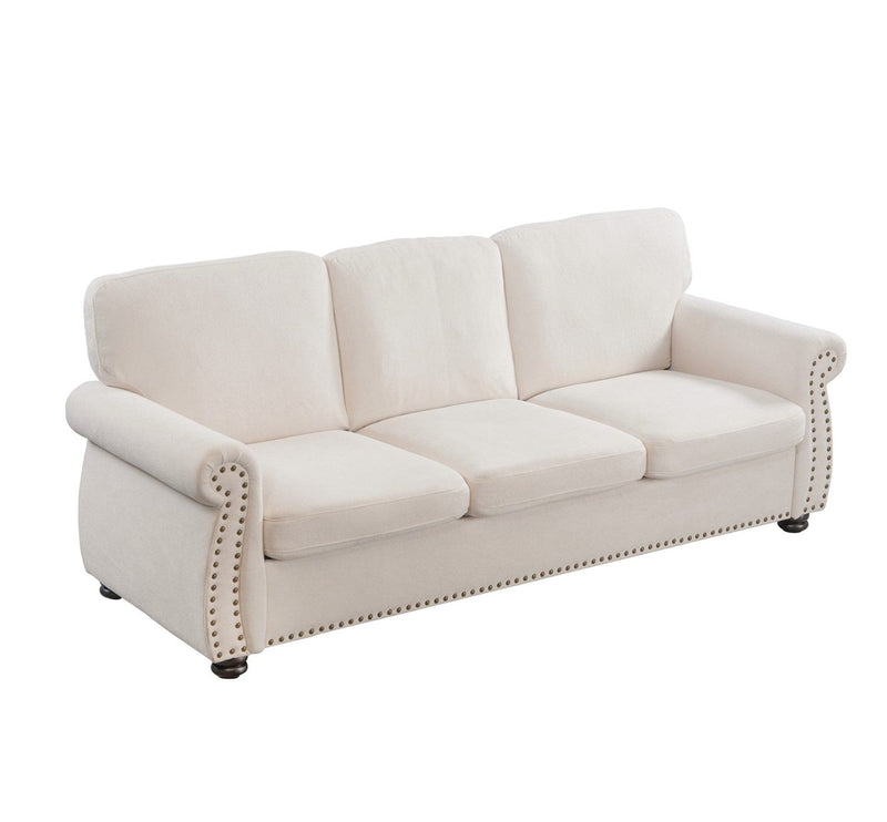 Soft Sofa, Upholstered 3 Seater Couch With High Density Foam, Loose Back Cushions And Turned Legs - R&R Furniture Gallery (Fountain Valley, CA)