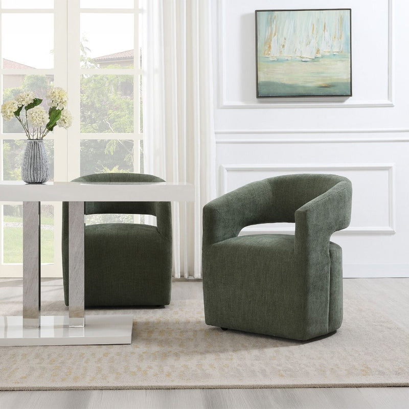 Libni - Arm Chair With Casters - Green Linen