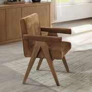Zoey - Arm Chair (Set of 2) - Chocolate Chenille & Oak - R&R Furniture Gallery (Fountain Valley, CA)