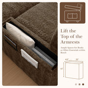 Oversized Chaise Lounge Indoor Rabbit Fur Sofa Bed With Storage Ottoman And Armrests Cup Holders With Deep Seat - R&R Furniture Gallery (Fountain Valley, CA)