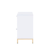 Ottey - Cabinet - White High Gloss & Gold - R&R Furniture Gallery (Fountain Valley, CA)