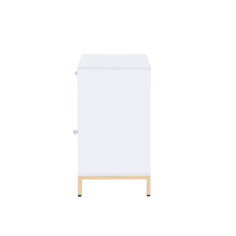 Ottey - Cabinet - White High Gloss & Gold - R&R Furniture Gallery (Fountain Valley, CA)