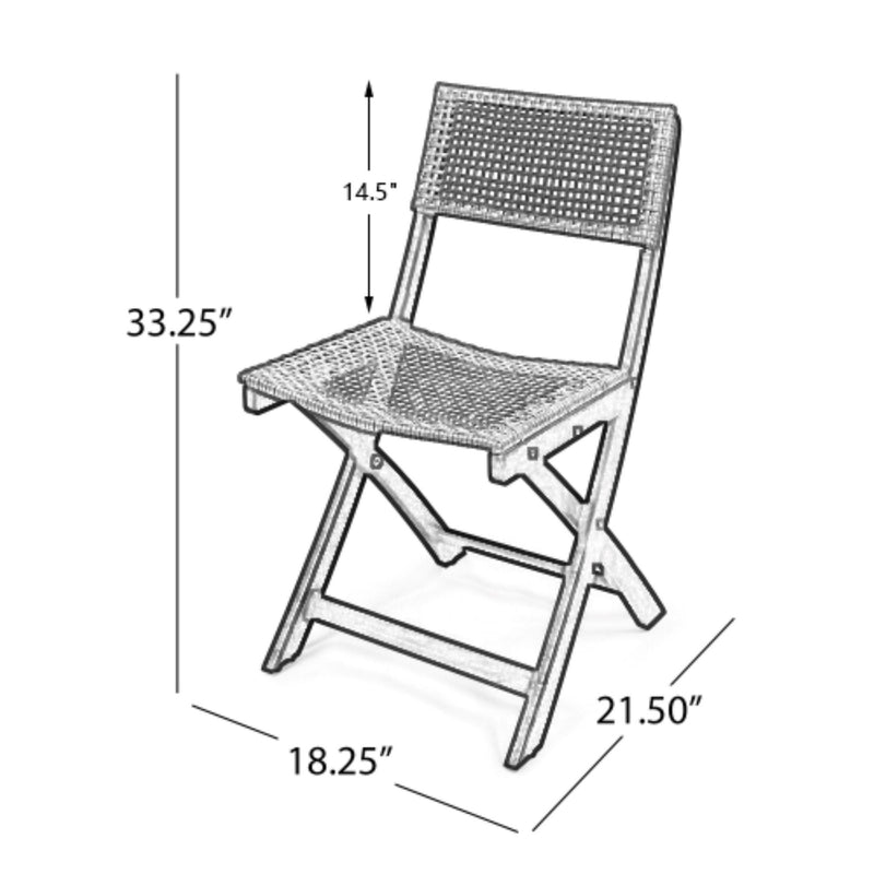 Bistro Foldable Chair With Wicker Backrest - R&R Furniture Gallery (Fountain Valley, CA)