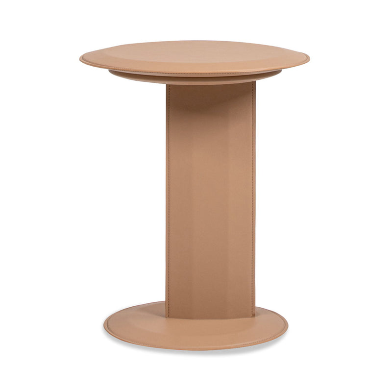 Mode - Leatherette Round C-Shaped Sofa Side Table - Saddle Brown - R&R Furniture Gallery (Fountain Valley, CA)