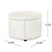 Elegant Round Ottoman Footstool With Studded Rim - R&R Furniture Gallery (Fountain Valley, CA)