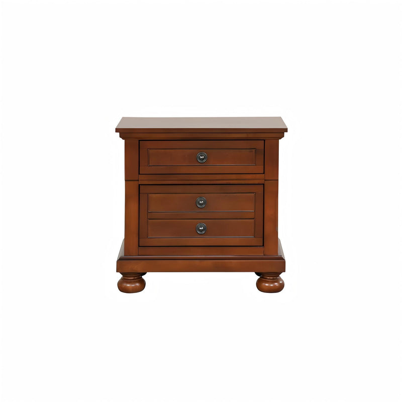 Cherry accent nightstand by Glory Furniture with a smooth finish and modern design, featuring a single drawer and open shelf.