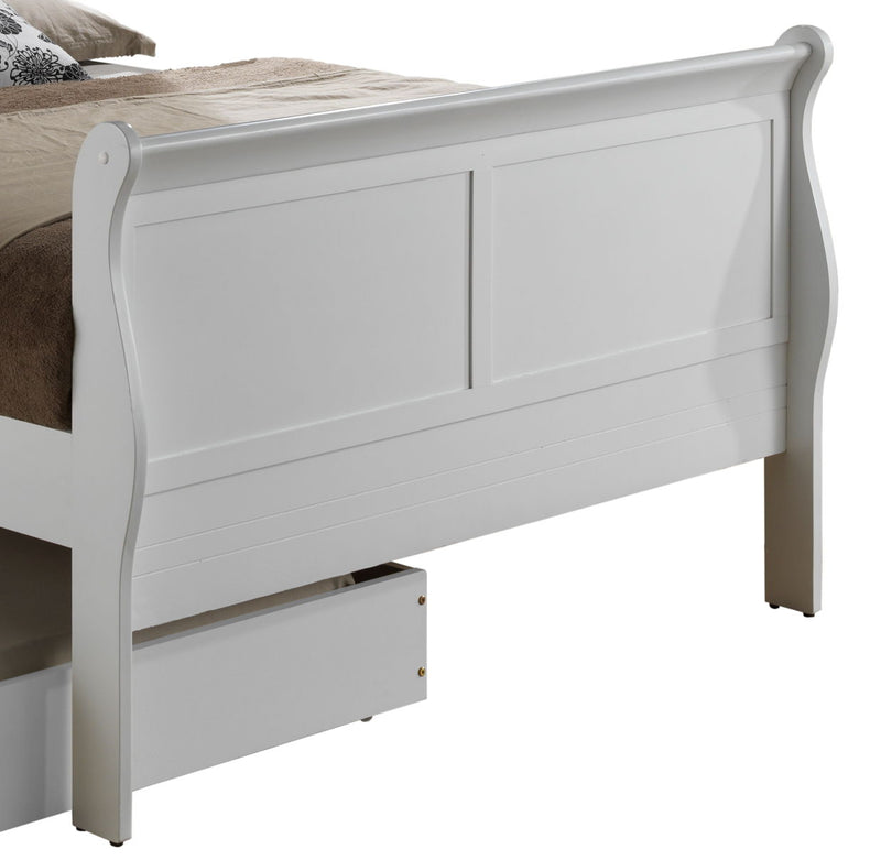 Elegant Glory Furniture trundle bed with a classic design, featuring a wooden frame and a pull-out sleeping drawer.