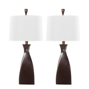 Pair of Lumi Source Curvo contemporary polyresin table lamps with smooth, curved design and neutral finish on a modern table.