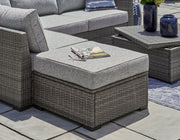 Petal Road - Loveseat Sectional, Ottoman, Table Set (Set of 4) - Gray - R&R Furniture Gallery (Fountain Valley, CA)