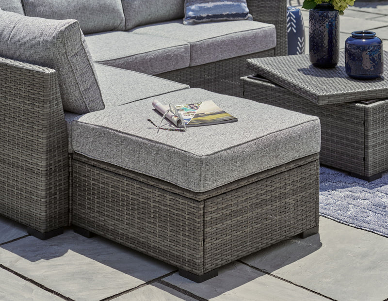 Petal Road - Loveseat Sectional, Ottoman, Table Set (Set of 4) - Gray - R&R Furniture Gallery (Fountain Valley, CA)