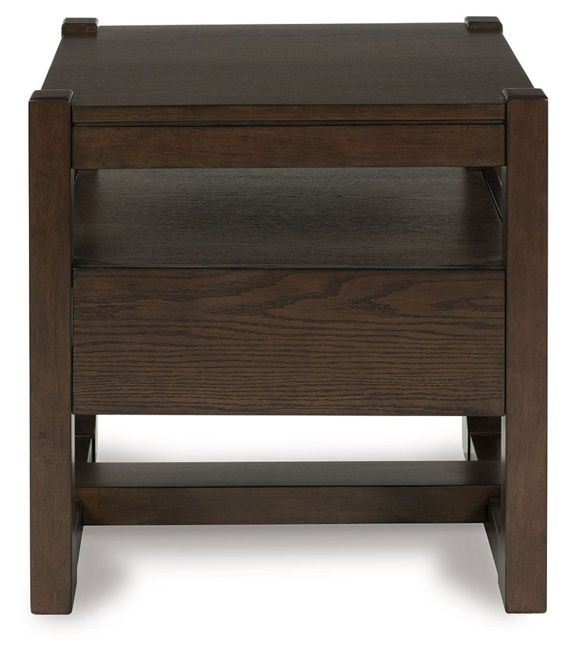 Breckington - Square End Table - Dark Brown - R&R Furniture Gallery (Fountain Valley, CA)