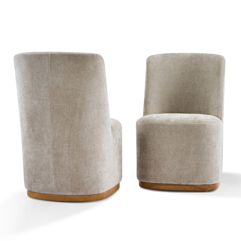 Set of two Noble House indoor upholstered dining chairs with padded seats and high backs, in a modern design.