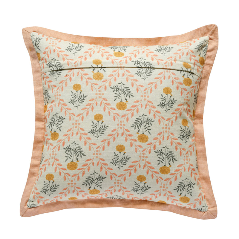 Dolce 20-inch blush pink cotton throw pillow by TOV Furniture with soft, natural fabric and subtle stitching details.