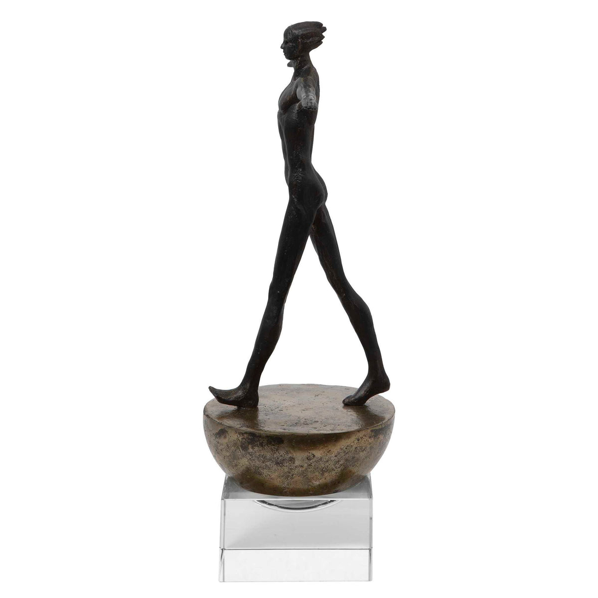 Man Finding Balance - Sculpture - Black / Brass