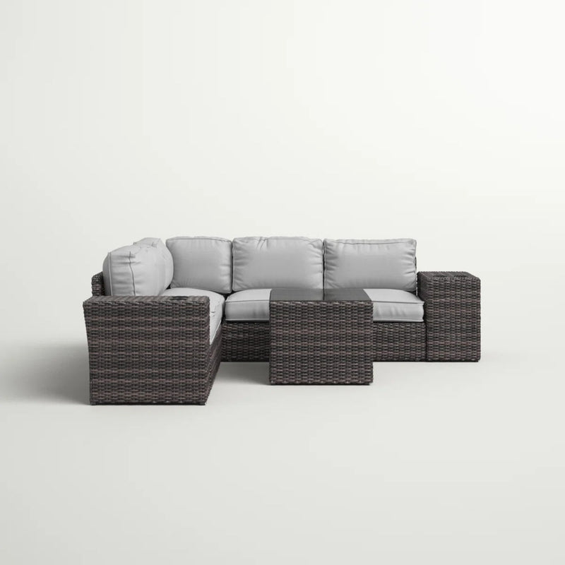 Modern Patio Rattan Sectional Set With Cushions - R&R Furniture Gallery (Fountain Valley, CA)