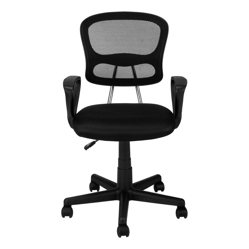 Office Chair, Adjustable Height, Swivel, Ergonomic, Armrests, Mesh, Contemporary / Modern - Black - R&R Furniture Gallery (Fountain Valley, CA)