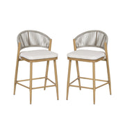 Outdoor 26" Counter Height Metal Frame Counter Stools With Scallop Shaped Backrest & Water Resistant Cushions - R&R Furniture Gallery (Fountain Valley, CA)