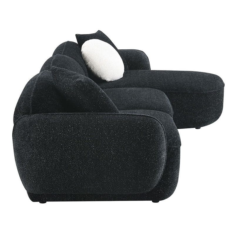 Lucifer - Sectional Sofa With 3 Pillows - Black Shimmer Chenille - R&R Furniture Gallery (Fountain Valley, CA)