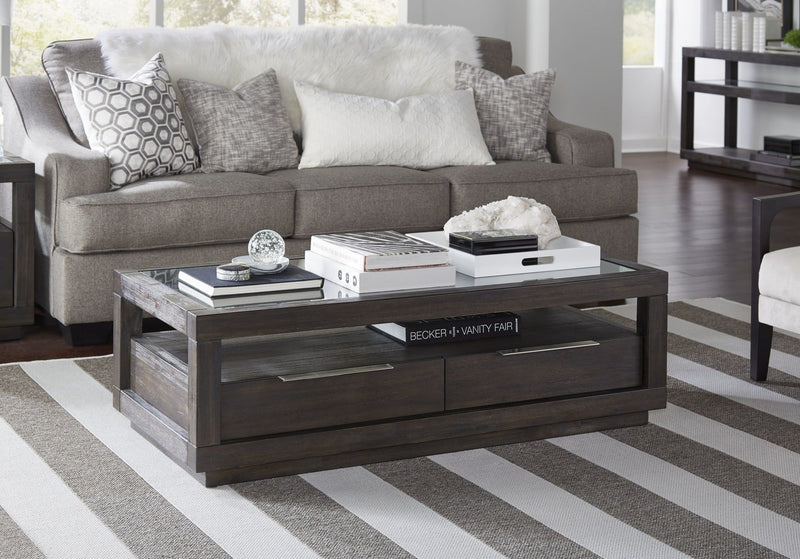 Oxford Two Drawer Rectangular Coffee Table in Basalt Grey