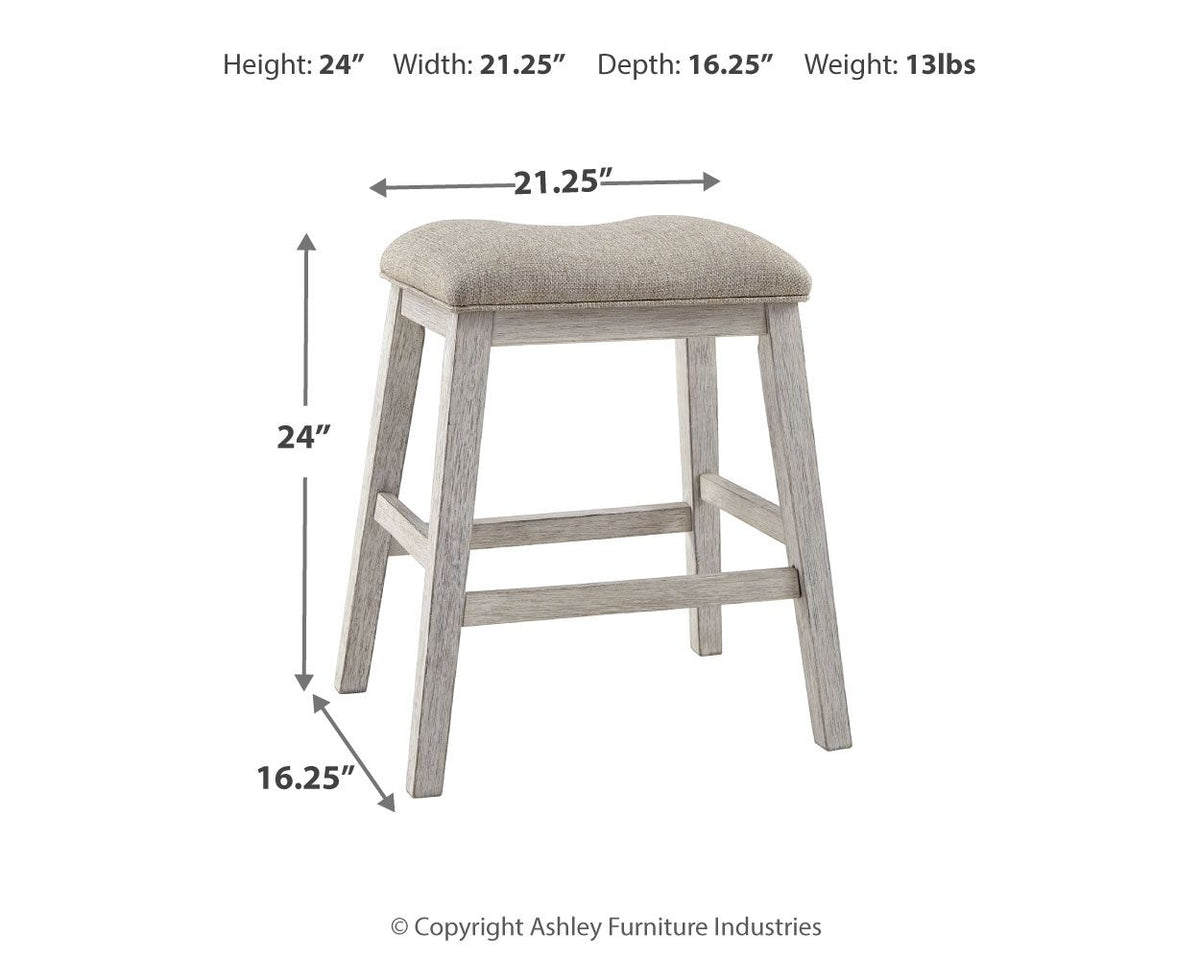 Skempton - Upholstered Stool (Set of 2) - White - R&R Furniture Gallery (Fountain Valley, CA)