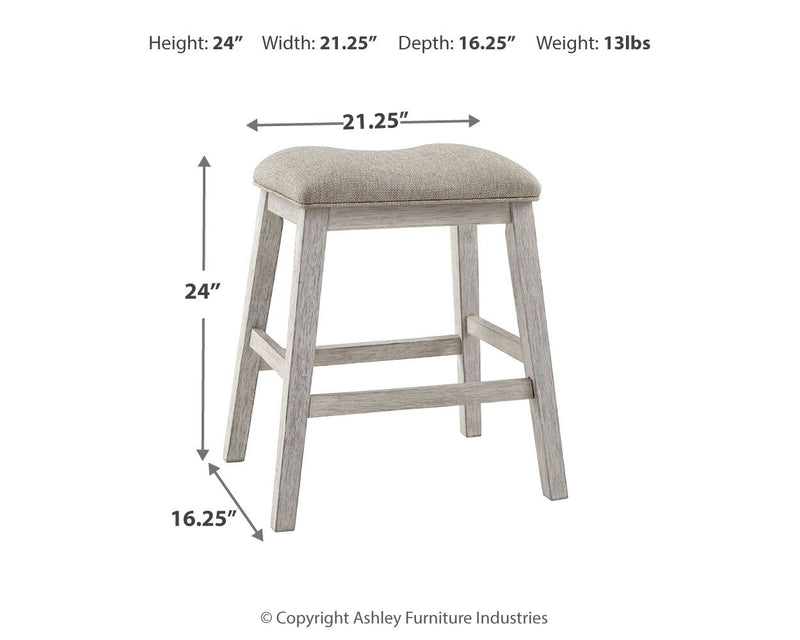 Skempton - Upholstered Stool (Set of 2) - White - R&R Furniture Gallery (Fountain Valley, CA)