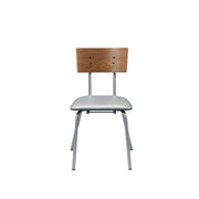 Jurgen - Side Chair (Set of 2) - Gray Synthetic Leather, Oak & Silver - R&R Furniture Gallery (Fountain Valley, CA)