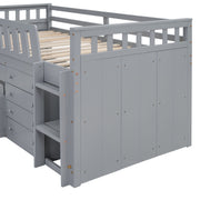 Modern DreamHaus loft platform bed with 7 drawers, full guardrails, and L-shaped space-saving design for bedroom use.