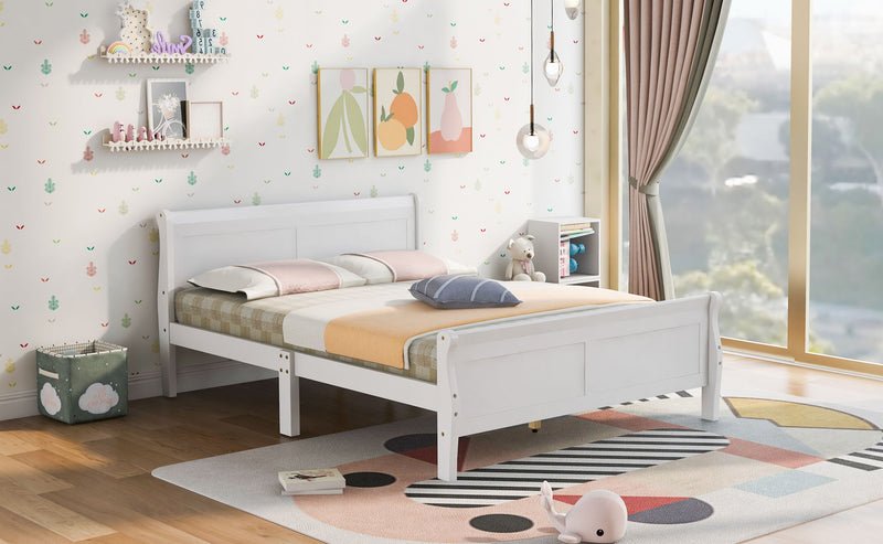Platform Bed Frame Mattress Foundation Sleigh Bed With Headboard / Footboard / Wood Slat Suppor - R&R Furniture Gallery (Fountain Valley, CA)