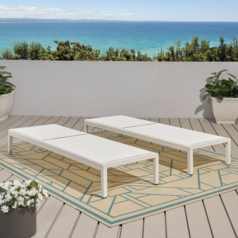 Noble House outdoor patio chaise lounge with five reclining positions, featuring a modern design and cushioned seating.