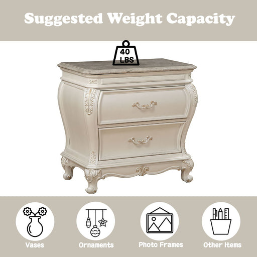 Chantelle - Nightstand With Marble Top - Pearl White - R&R Furniture Gallery (Fountain Valley, CA)