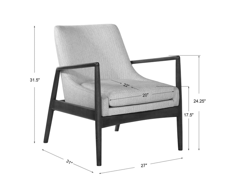 Uttermost Bev white accent arm chair with sleek modern design and cushioned seat for stylish comfort.