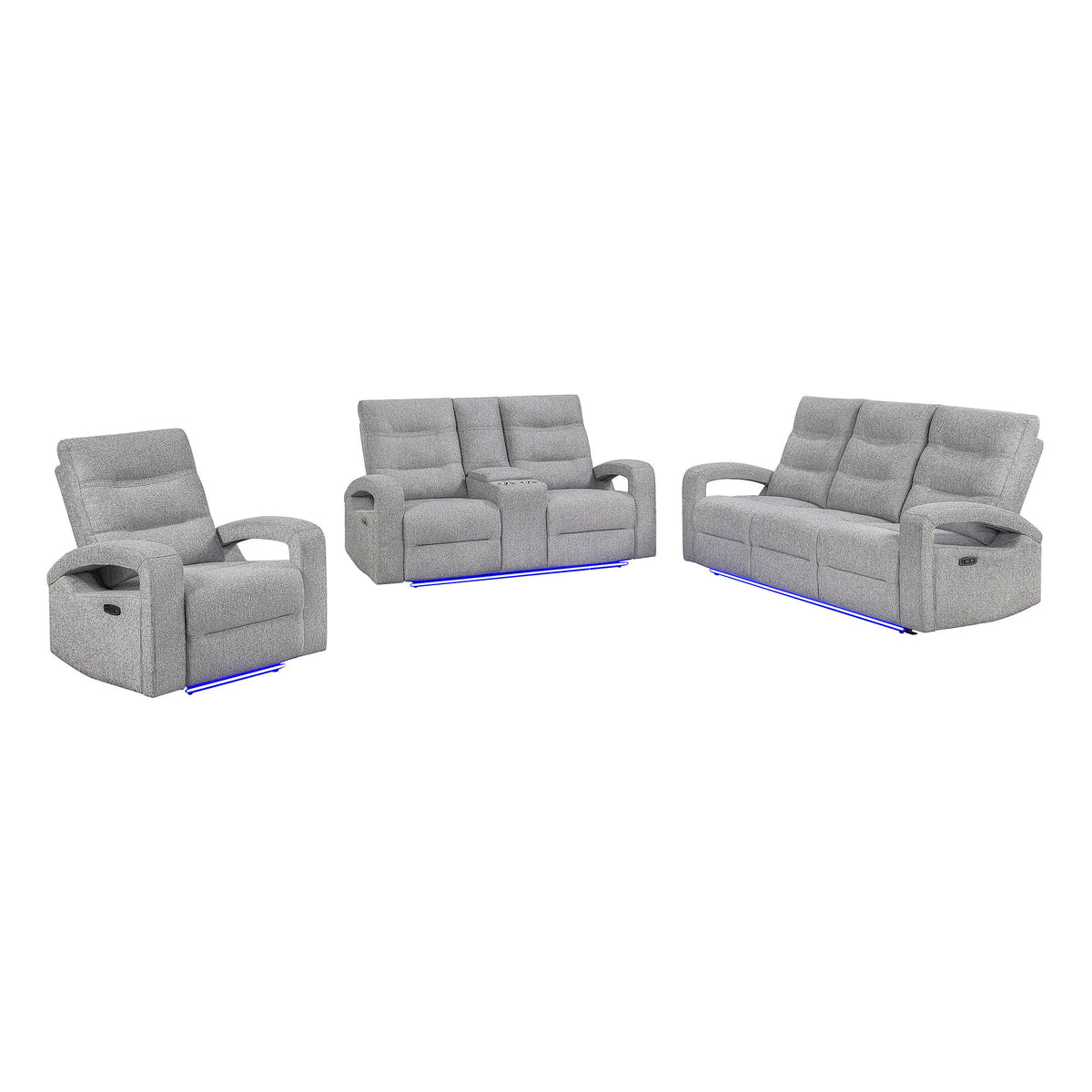 Isolde - Power Reclining Sofa, LED Lighting - Gray