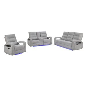 Isolde - Power Reclining Sofa, LED Lighting - Gray