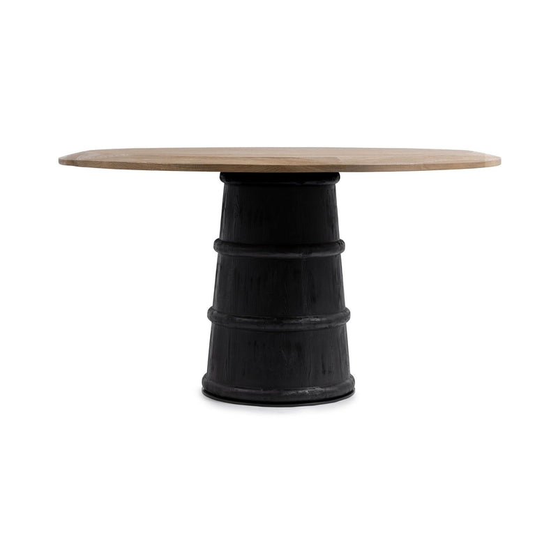 Round dining table by Classic Home, 55-inch Lunen Soft Reef Noir dining table with a modern design and smooth surface.