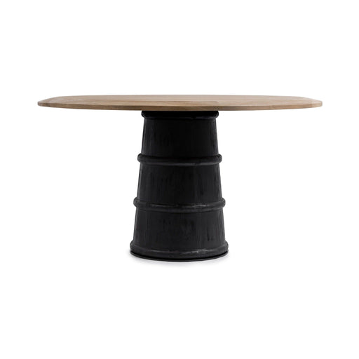 Round dining table by Classic Home, 55-inch Lunen Soft Reef Noir dining table with a modern design and smooth surface.